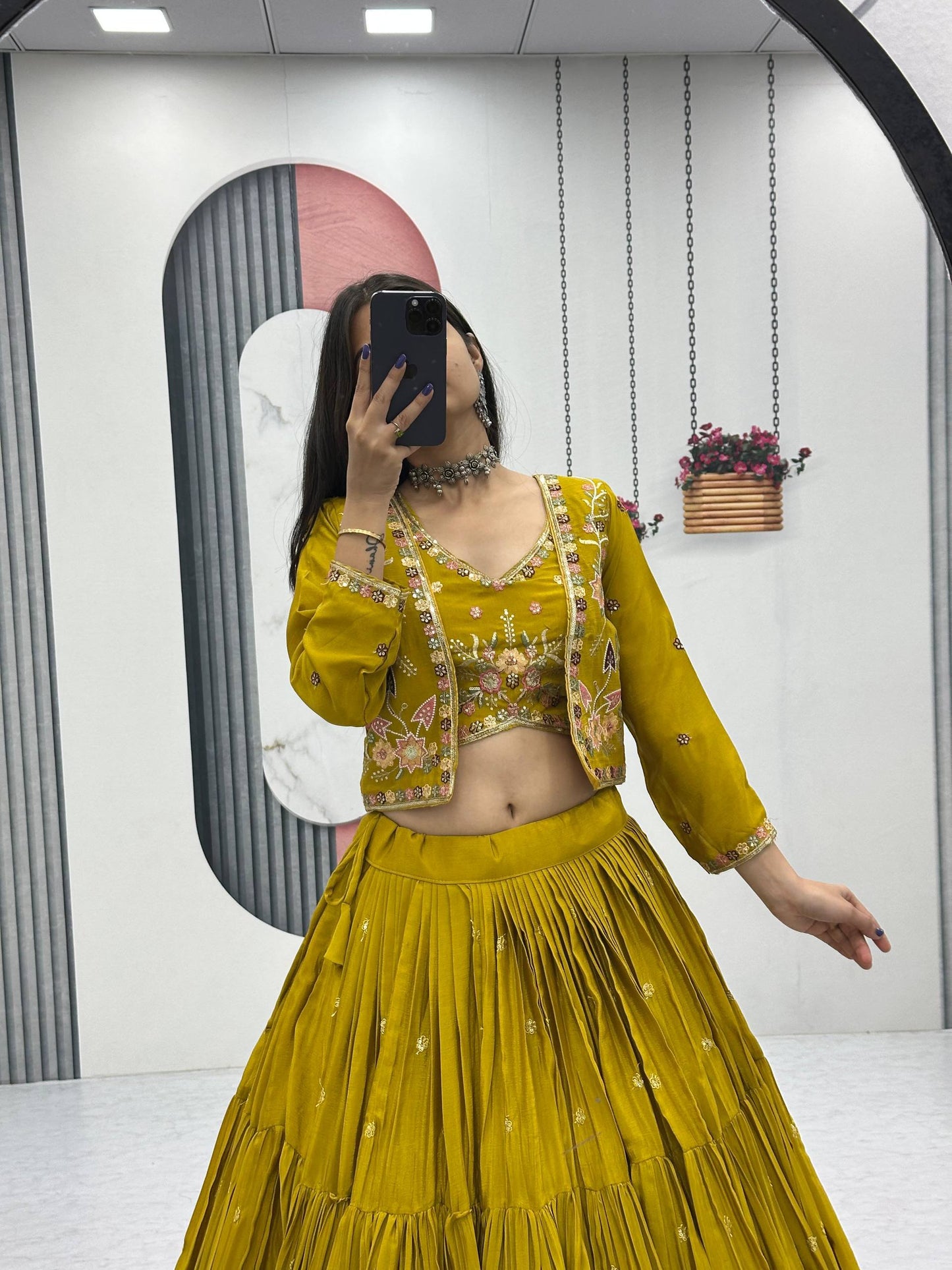 Mustard Yellow Lehenga Set with Jacket