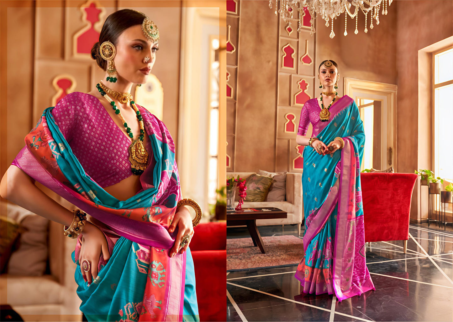 Premium Banarasi Silk Patola Saree with Zari Weaving Work