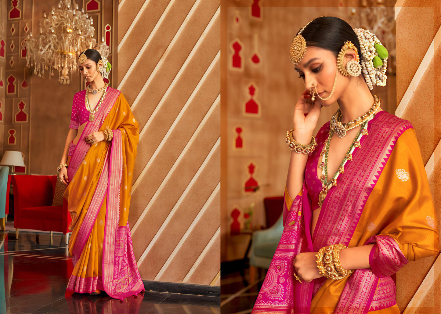 Festive Orange Premium Banarasi Silk Patola Saree