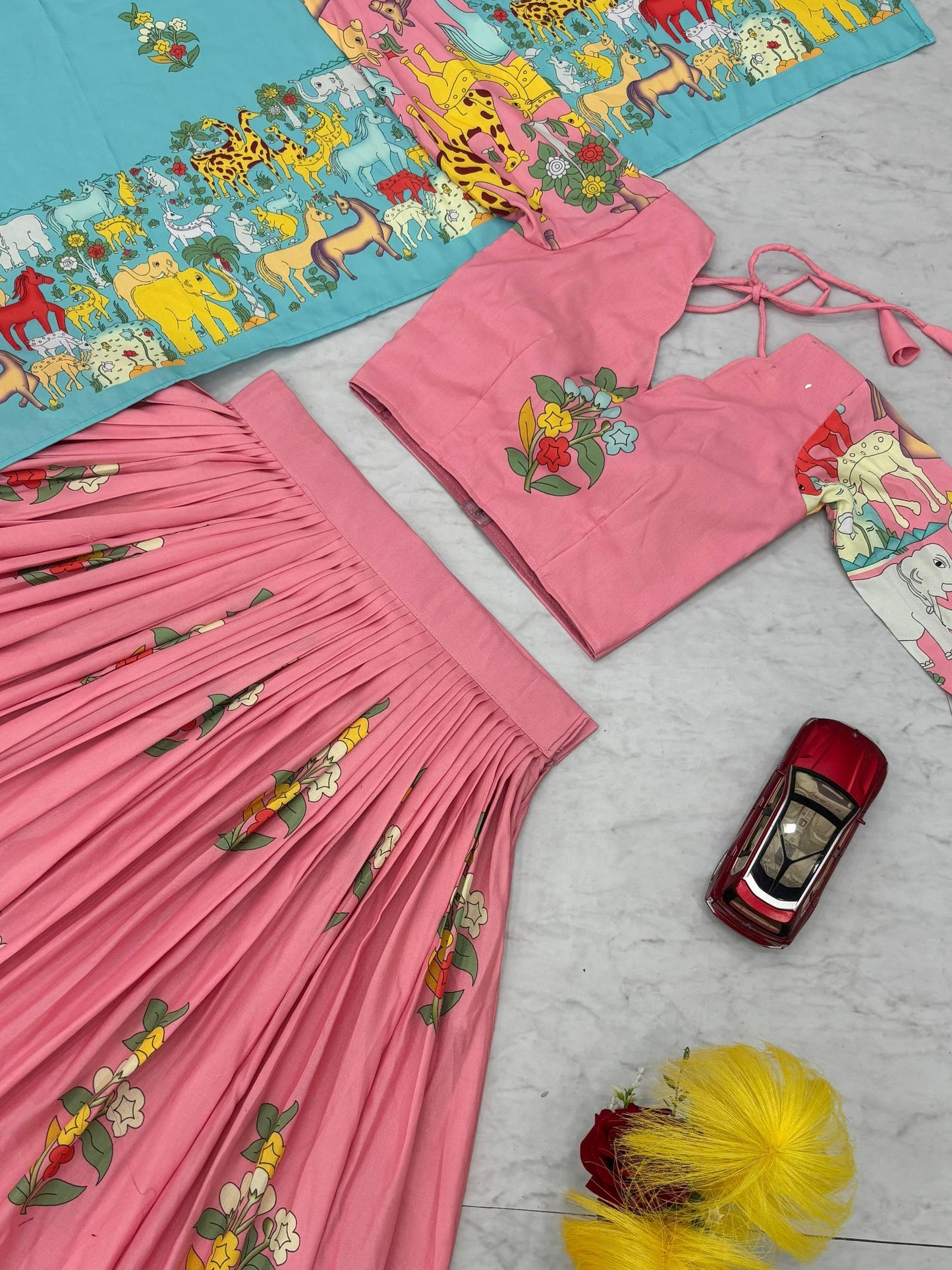 Flamingo Pink Kalamkari Lehenga Choli