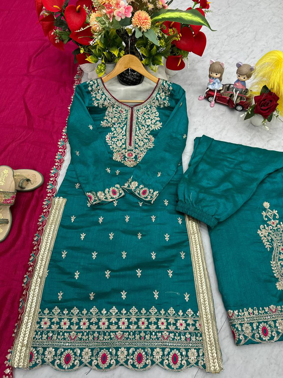 Designer Party Wear Top Plazzo & Dupatta Set