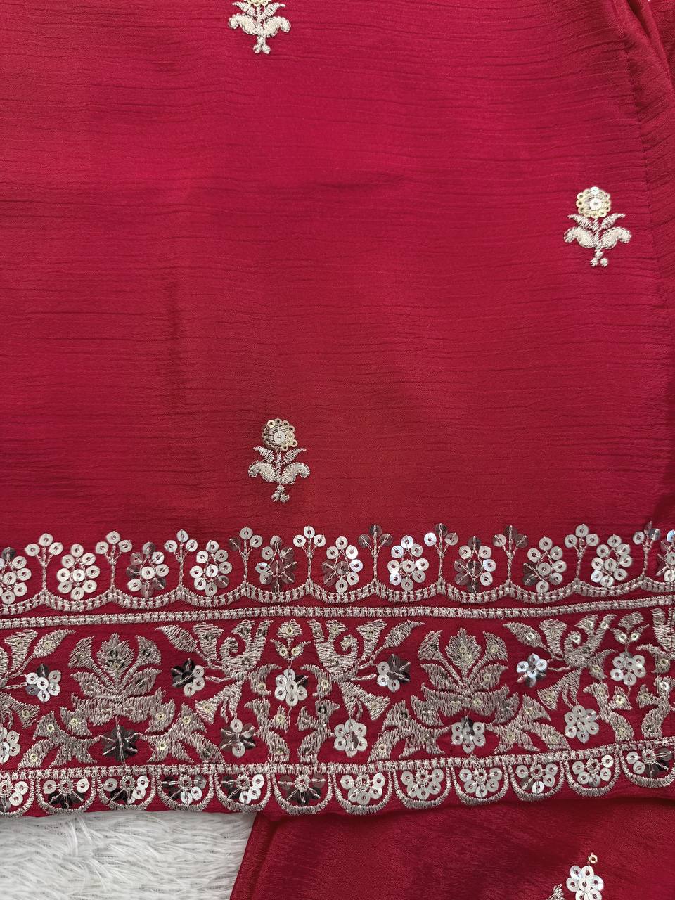 Maroon Embroidered Anarkali Lehenga Choli Set