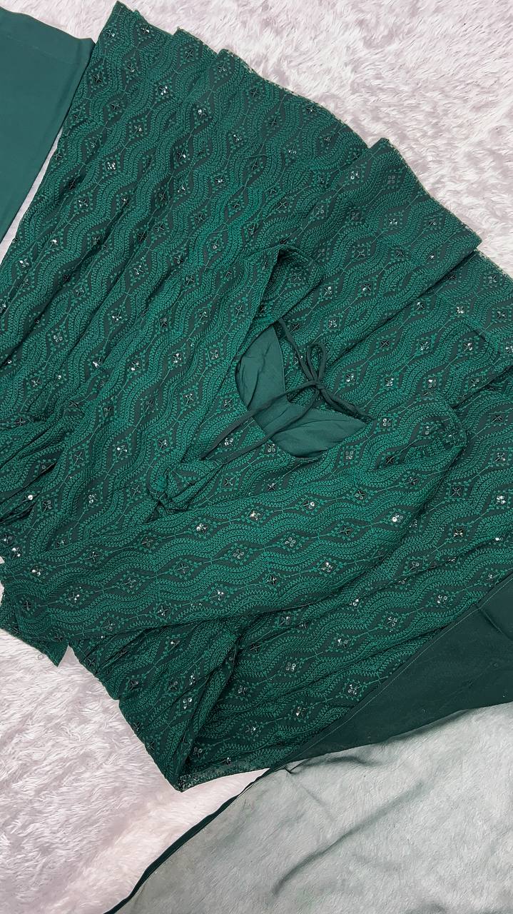 PURE SOFT FOX GEORGETTE LAHERIYA PRINT FABRIC FULLY FLAIR ANARKALI FULLY STTICHED GOWN READY TO WEAR