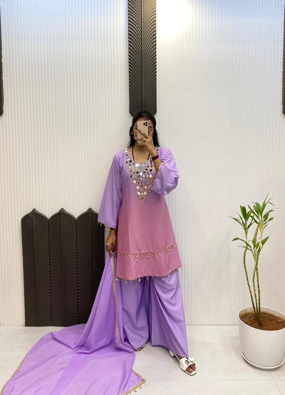 Trendy Women Exclusive Plazo Set With Dupatta Elegant 3 Piece Outfit