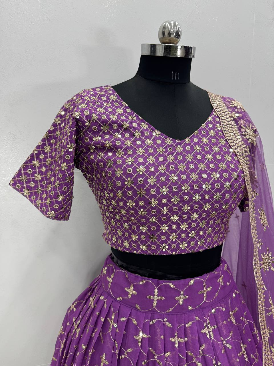 Royal bridal faux georgette lehenga choli with heavy embroidery & sequin work dupatta