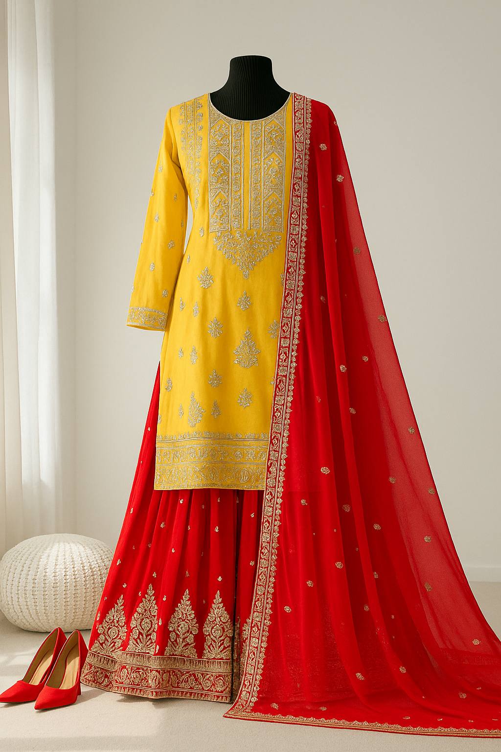 Yellow Georgette With Embroidery Sequence Work Women’s Ethnic Wear