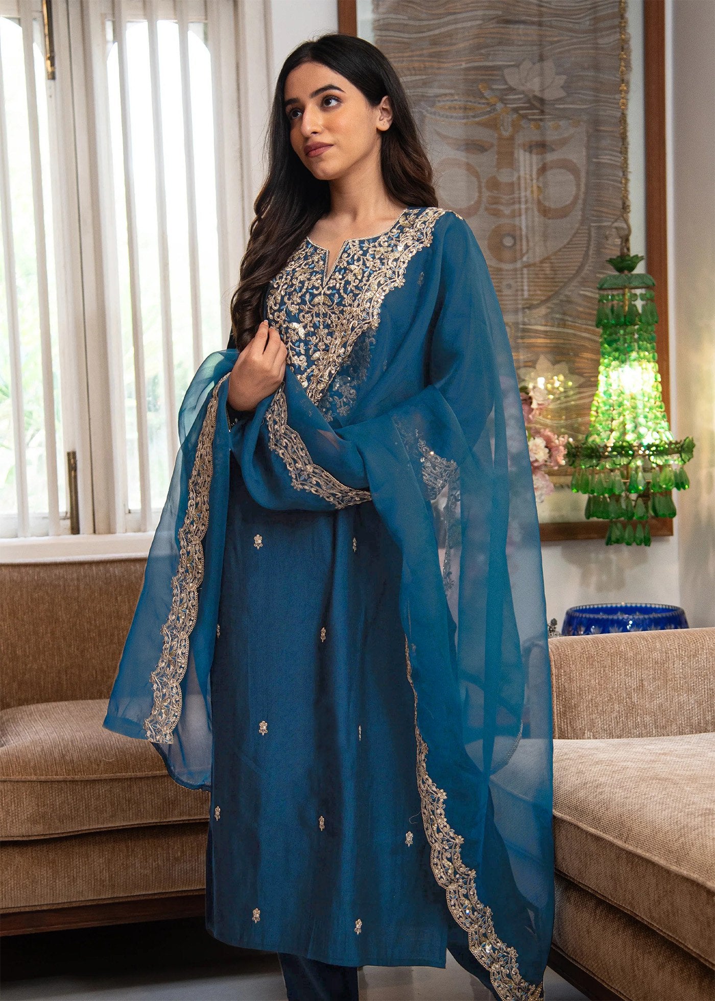Cerulean Aashiqui Kurta Pant Dupatta Set Elegant Festive Wear
