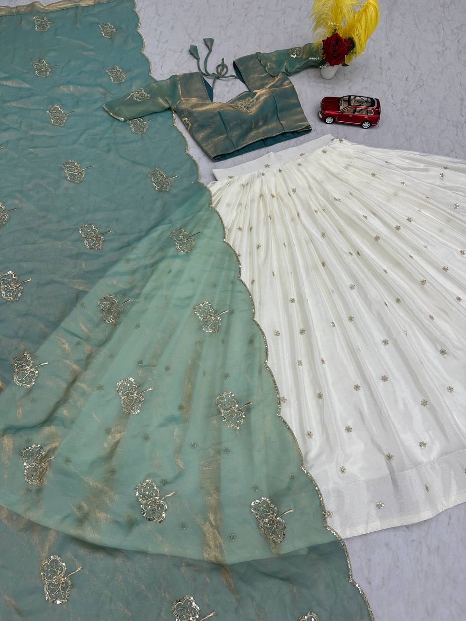 Light Green fendy silk thread & sequence work lehenga choli
