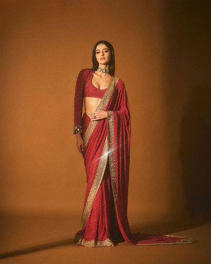 Hot Red Saree | Party Wear Saree For Women
