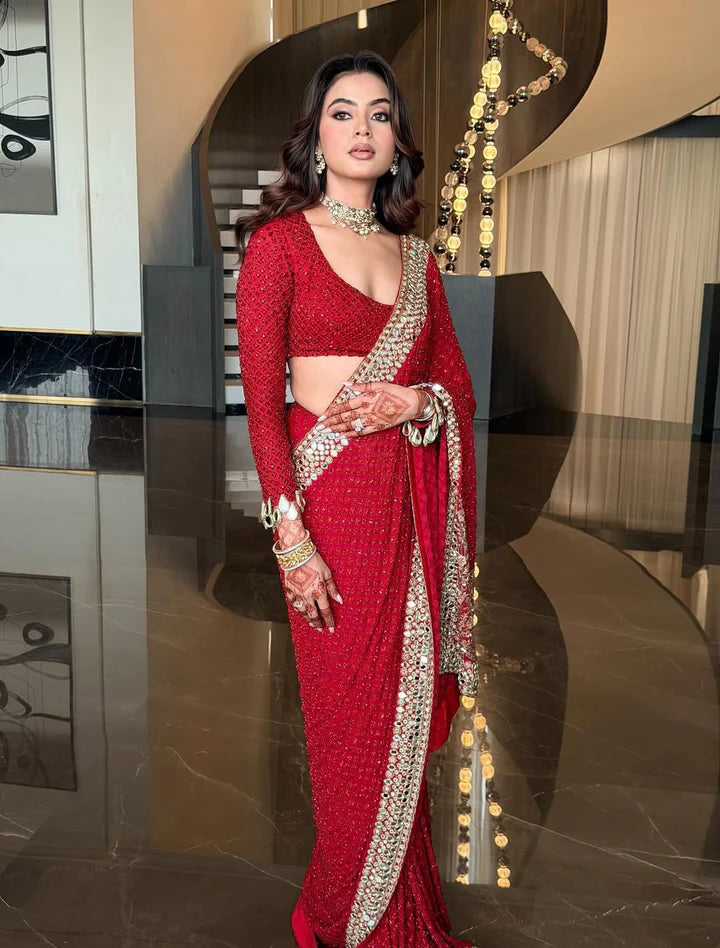 Hot Red Saree | Party Wear Saree For Women