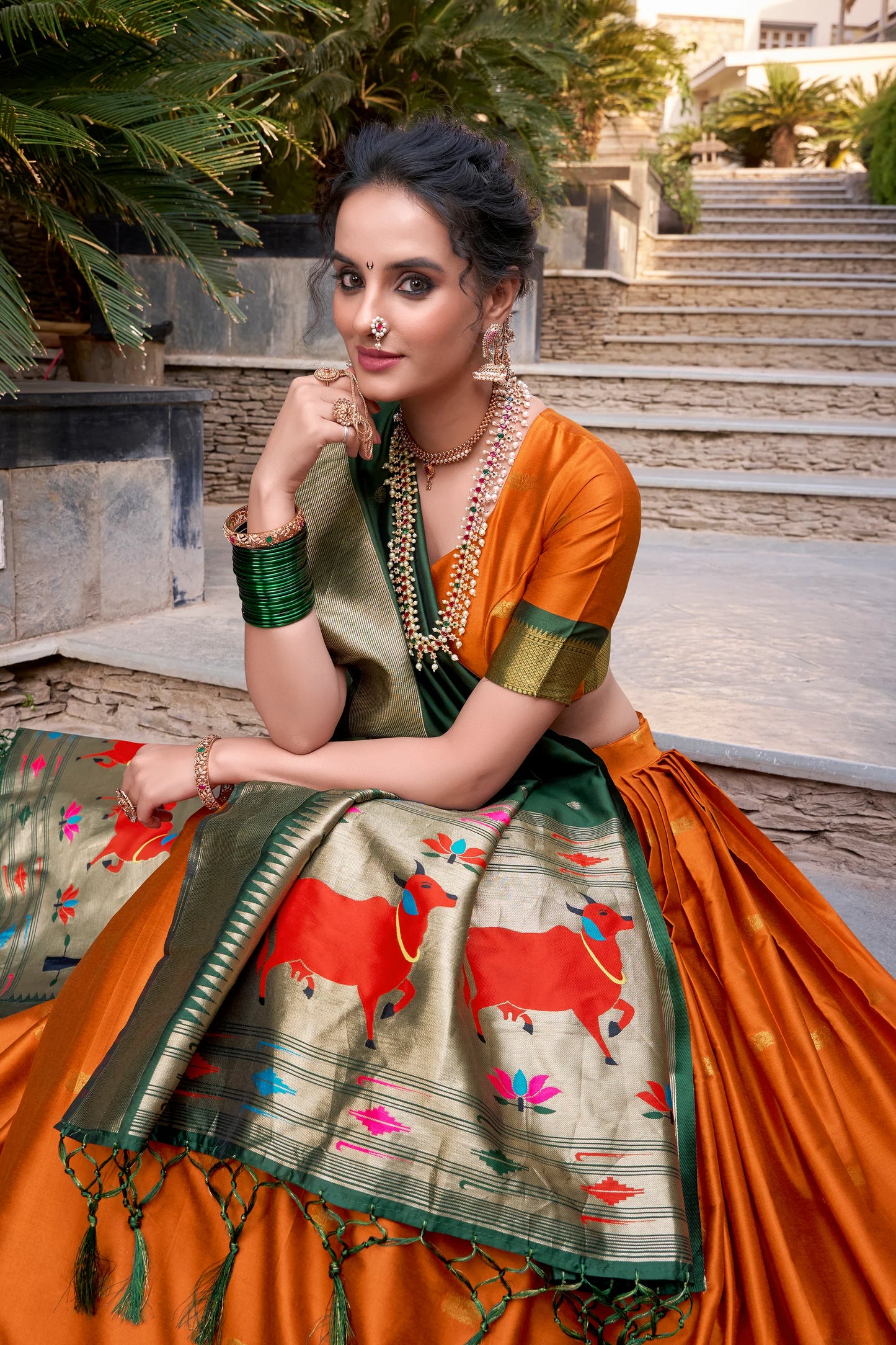 Jequard Silk Paithani Lehenga Choli With Dupatta