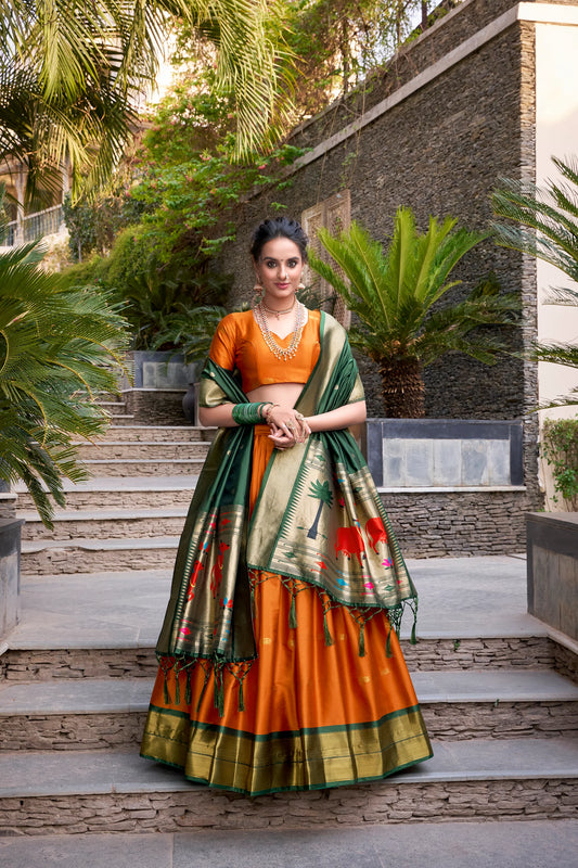 Jequard Silk Paithani Lehenga Choli With Dupatta