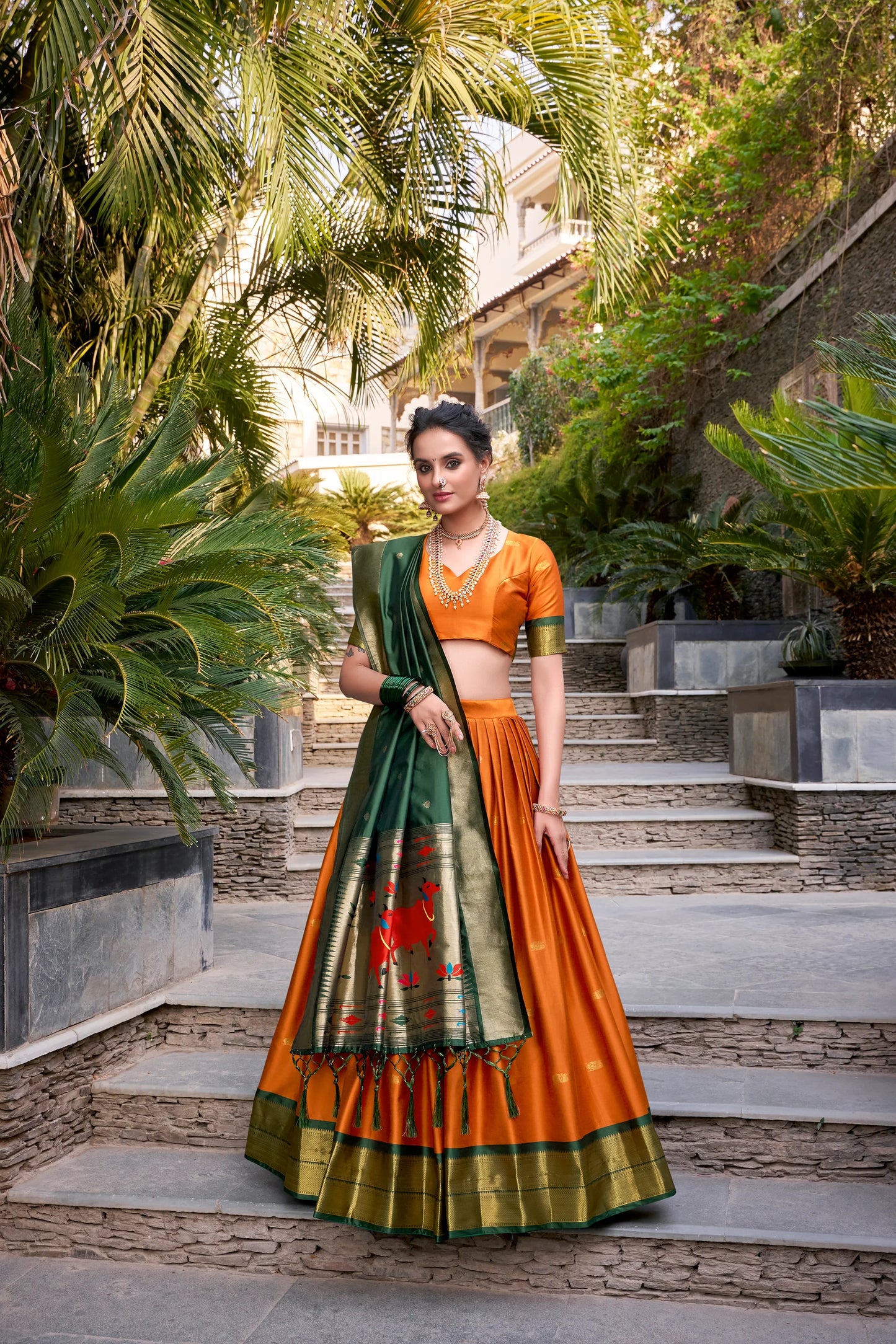 Jequard Silk Paithani Lehenga Choli With Dupatta