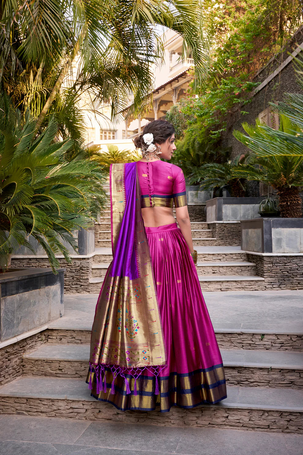 Pink Jequard Silk Paithani Lehenga Choli With Dupatta