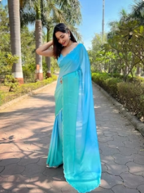 Sky Blue Satin Georgette Saree