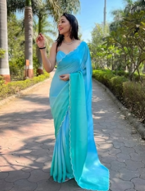 Sky Blue Satin Georgette Saree
