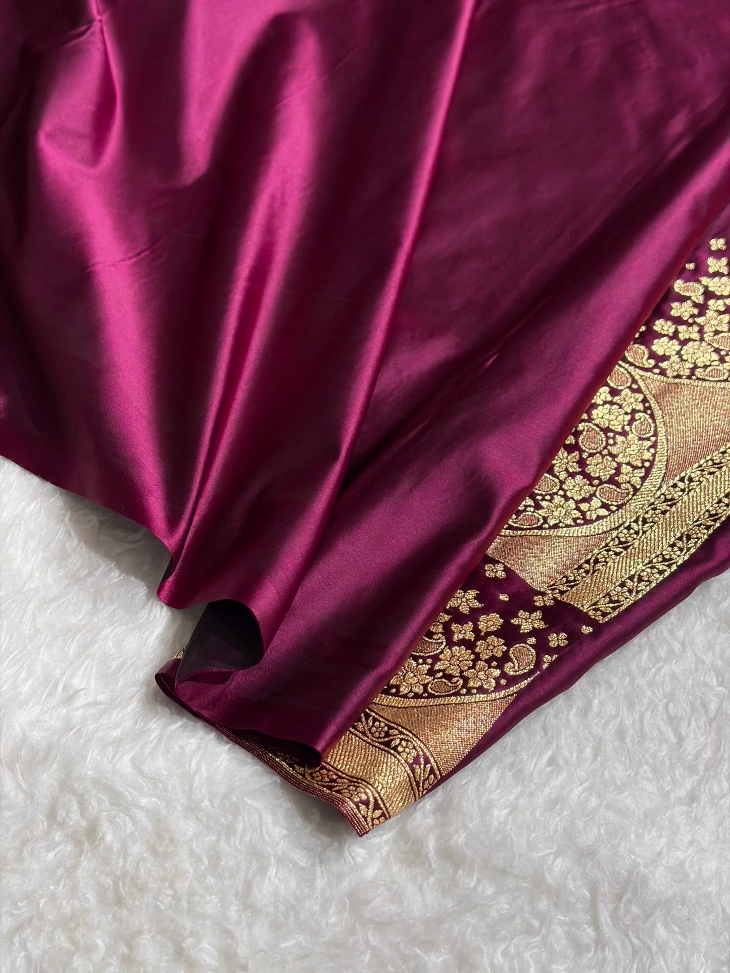 Banarasi Satin Silk Saree in Fire Gold Shade with Elegant Booti Work