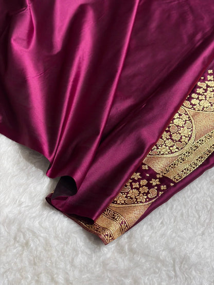 Banarasi Satin Silk Saree in Fire Gold Shade with Elegant Booti Work