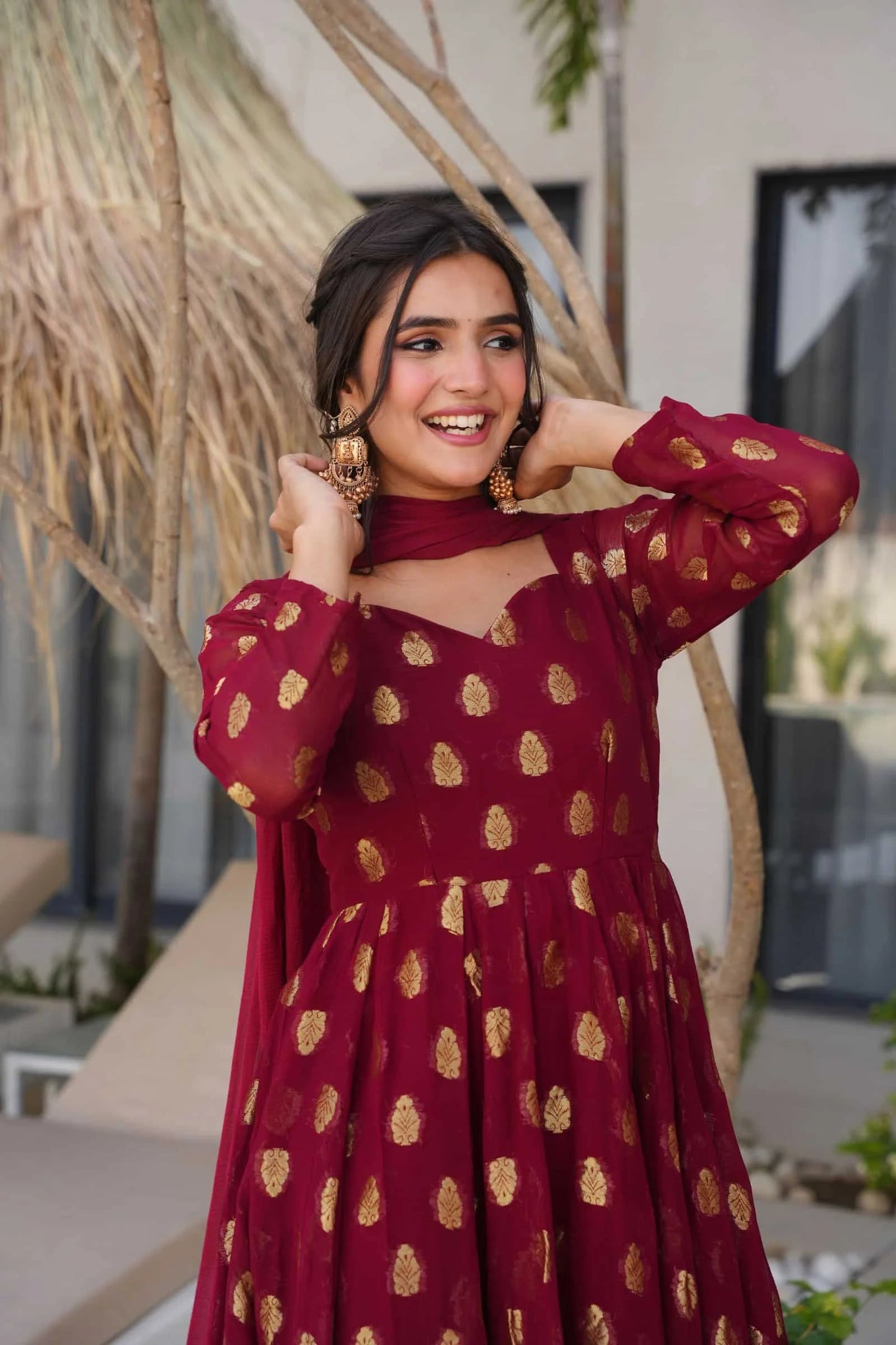 Sunehri Maroon Suit Set
