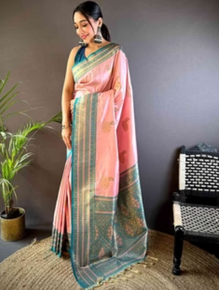 Baby Pink Soft Silk Kanjivaram Saree