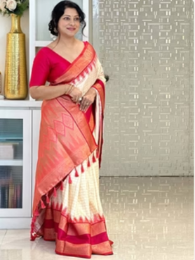 Pink Banarasi Silk Gadwal Pattu Saree
