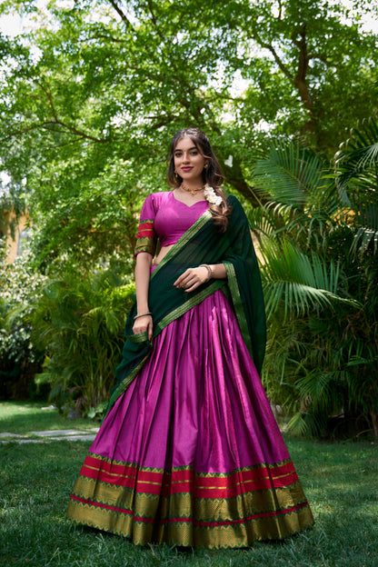 Ethnic Traditional Lehenga Choli with Zari Weaving Work