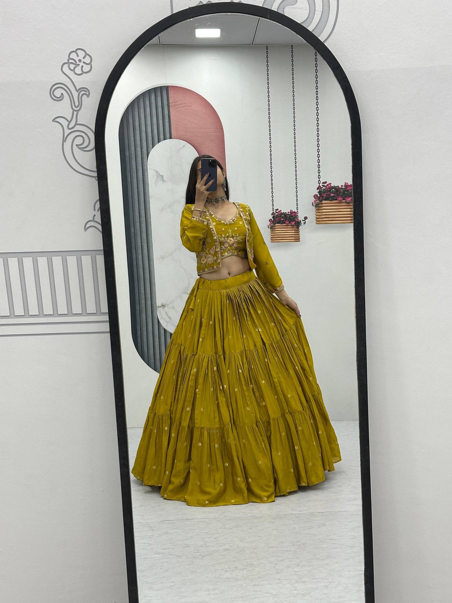 Mustard Yellow Lehenga Set with Jacket