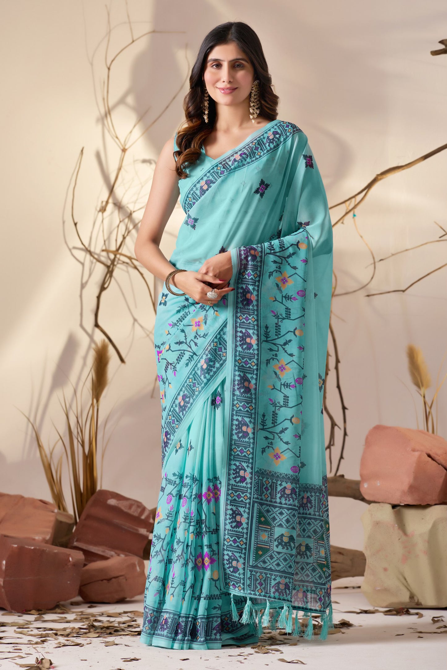 Refreshing Sea Green Tone Soft Georgette Saree