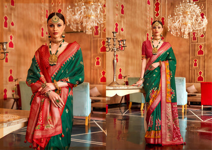 Emerald Green Premium Banarasi Silk Patola Saree