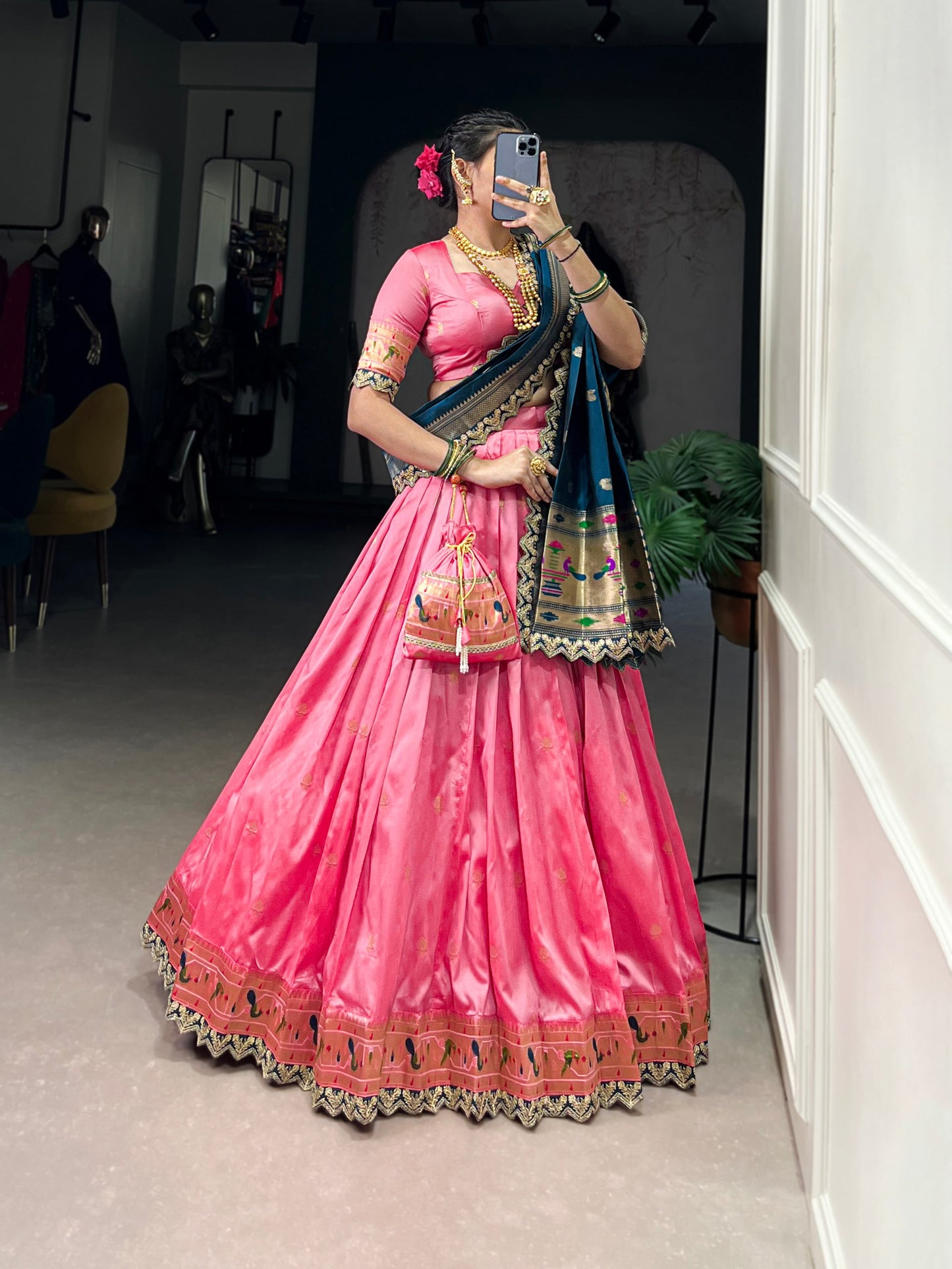 Flamingo Pink Stunning Silk Lehenga Choli