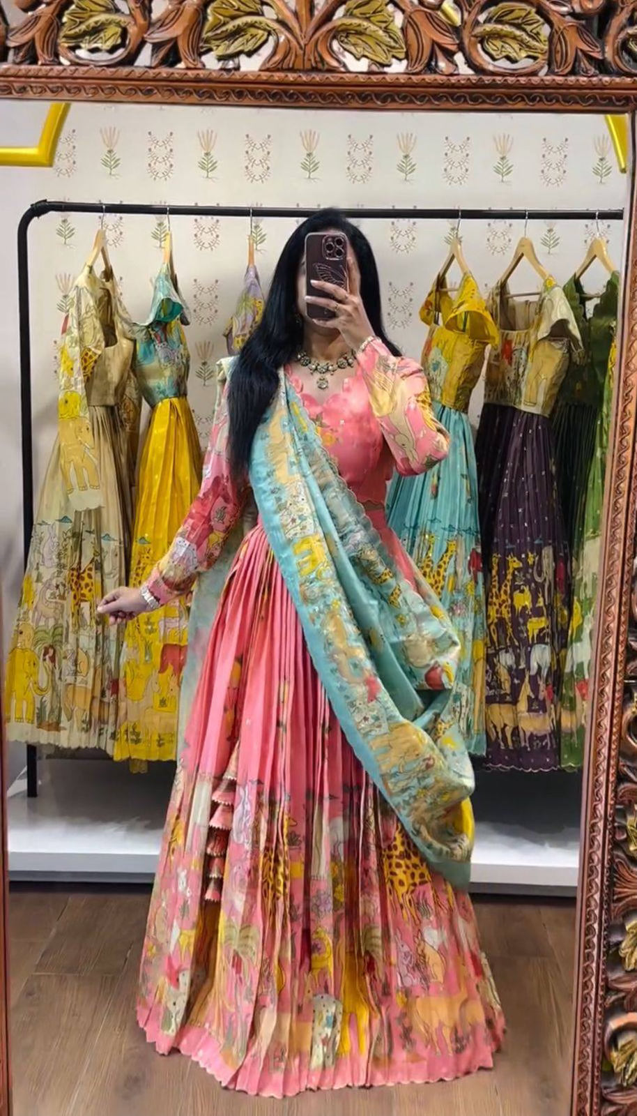 Flamingo Pink Kalamkari Lehenga Choli