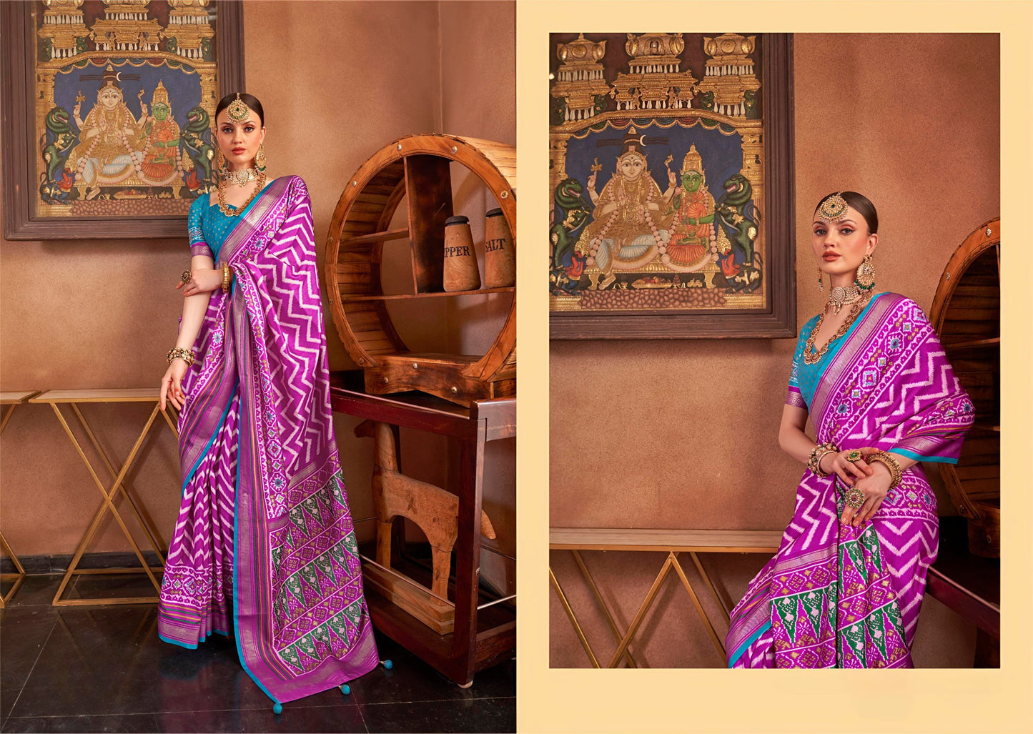 Purple Zari Finish Premium Patola Silk Saree