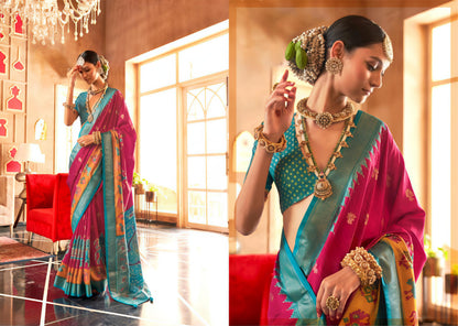 Premium Banarasi Silk Patola Saree with Traditional Gold Motifs
