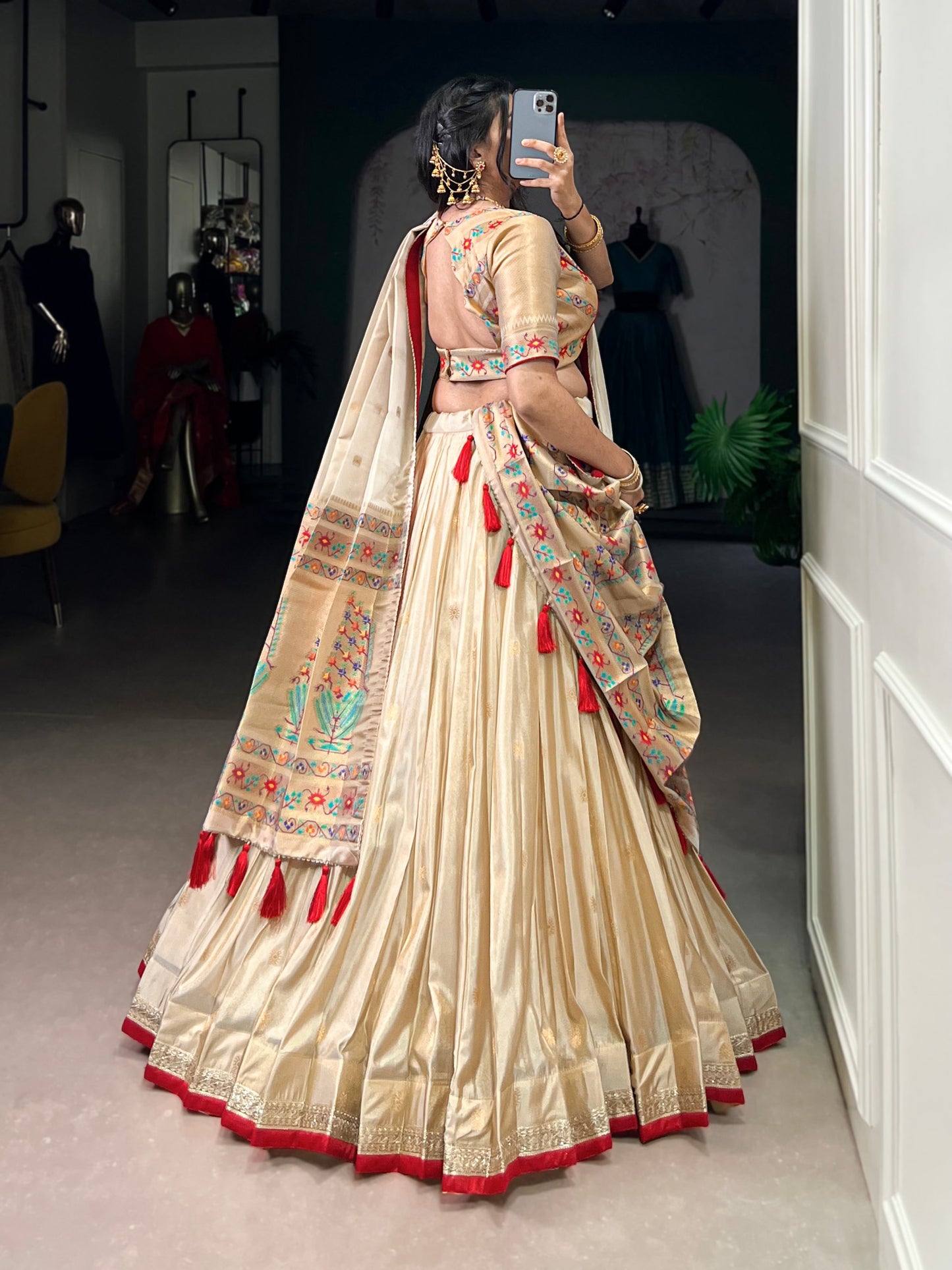 Golden Paithani Silk with Zari Weaving Work Lehenga Choli
