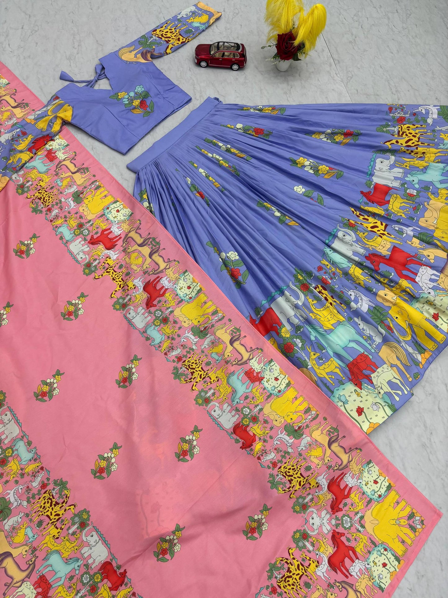 Kalamkari Lehenga Choli in Lilac color