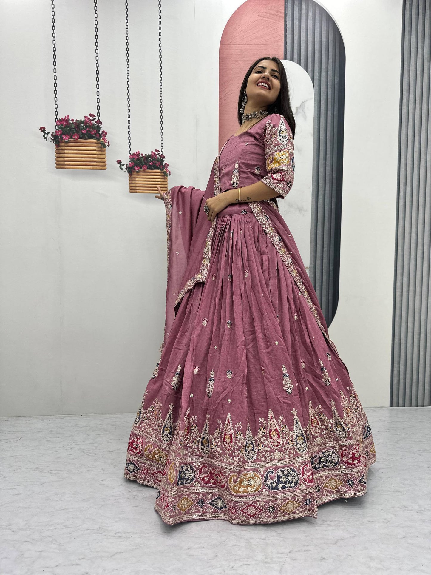 Blush Pink Silk Lehenga Choli
