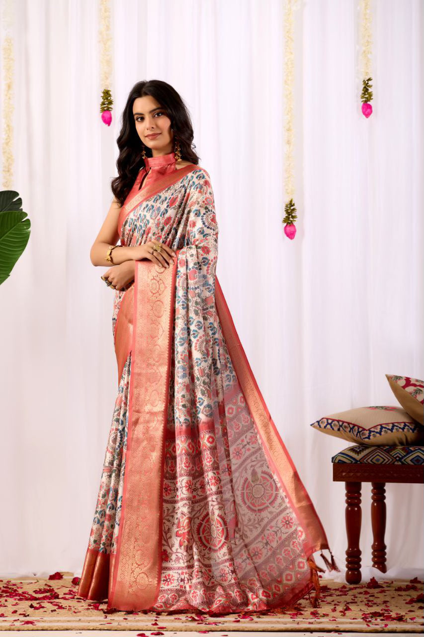 Traditional Soft Lichi Silk Saree With Elegant Patola Prints