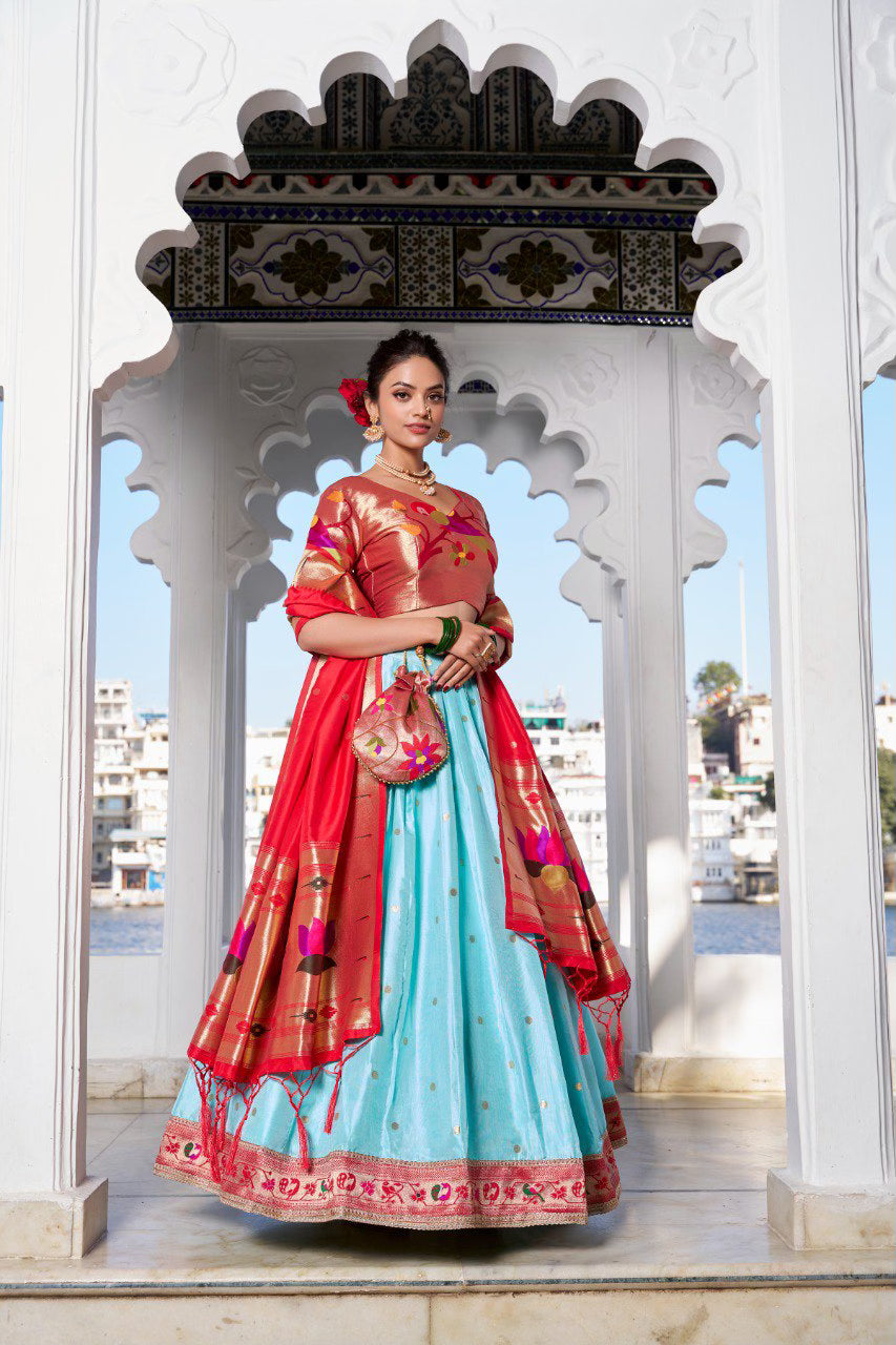 Jacquard Silk Paithani Lehenga Choli with Cancan