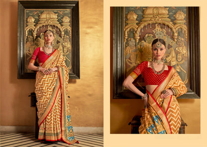 Yellow Pure Art Patola Silk Saree