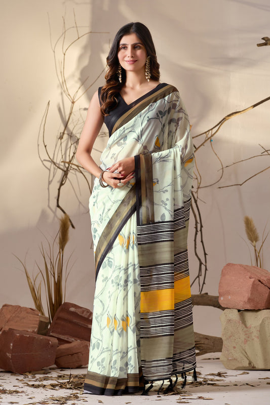 Soft Georgette Lightweight Saree with Delicate Cream Base