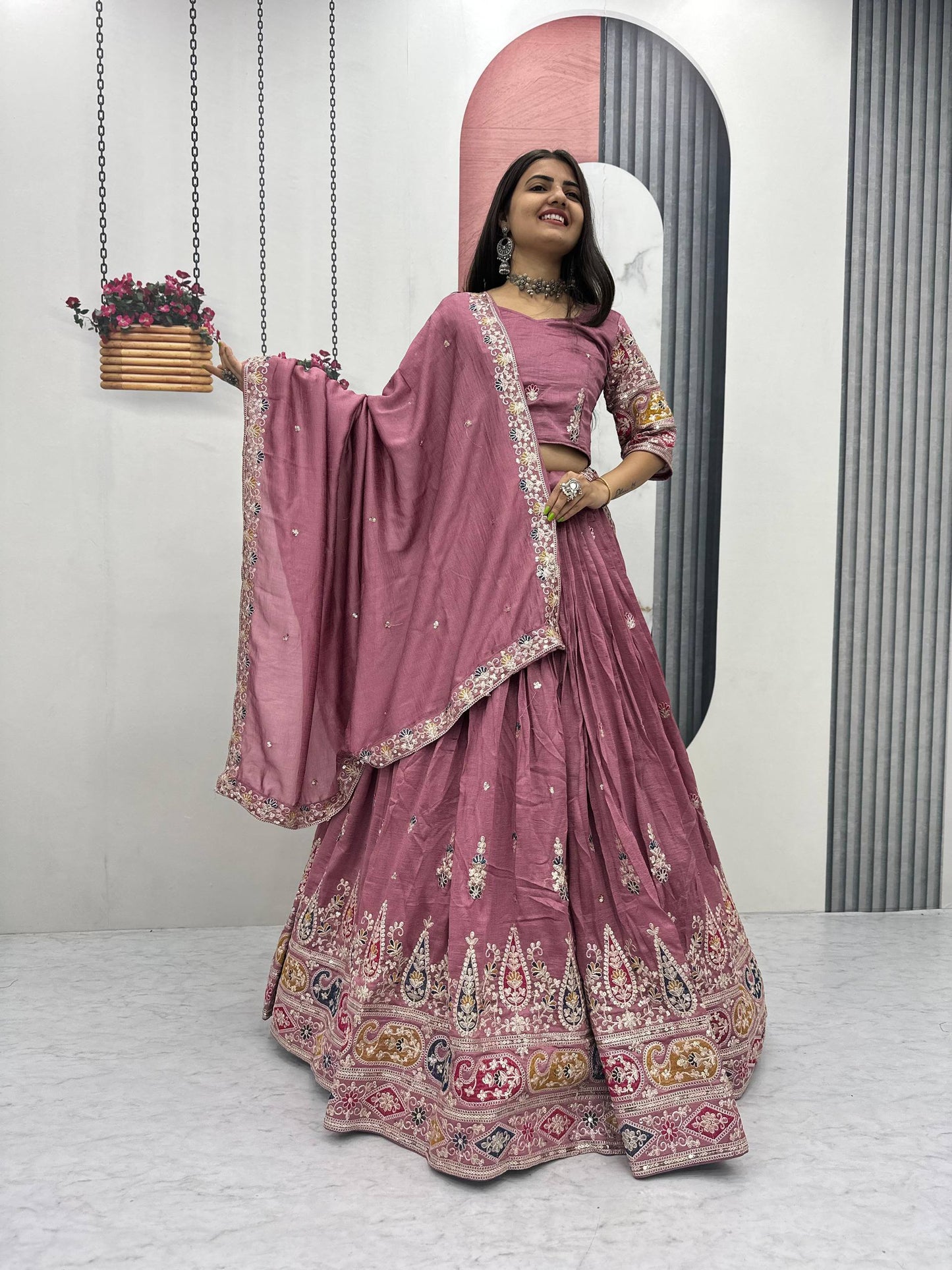 Blush Pink Silk Lehenga Choli