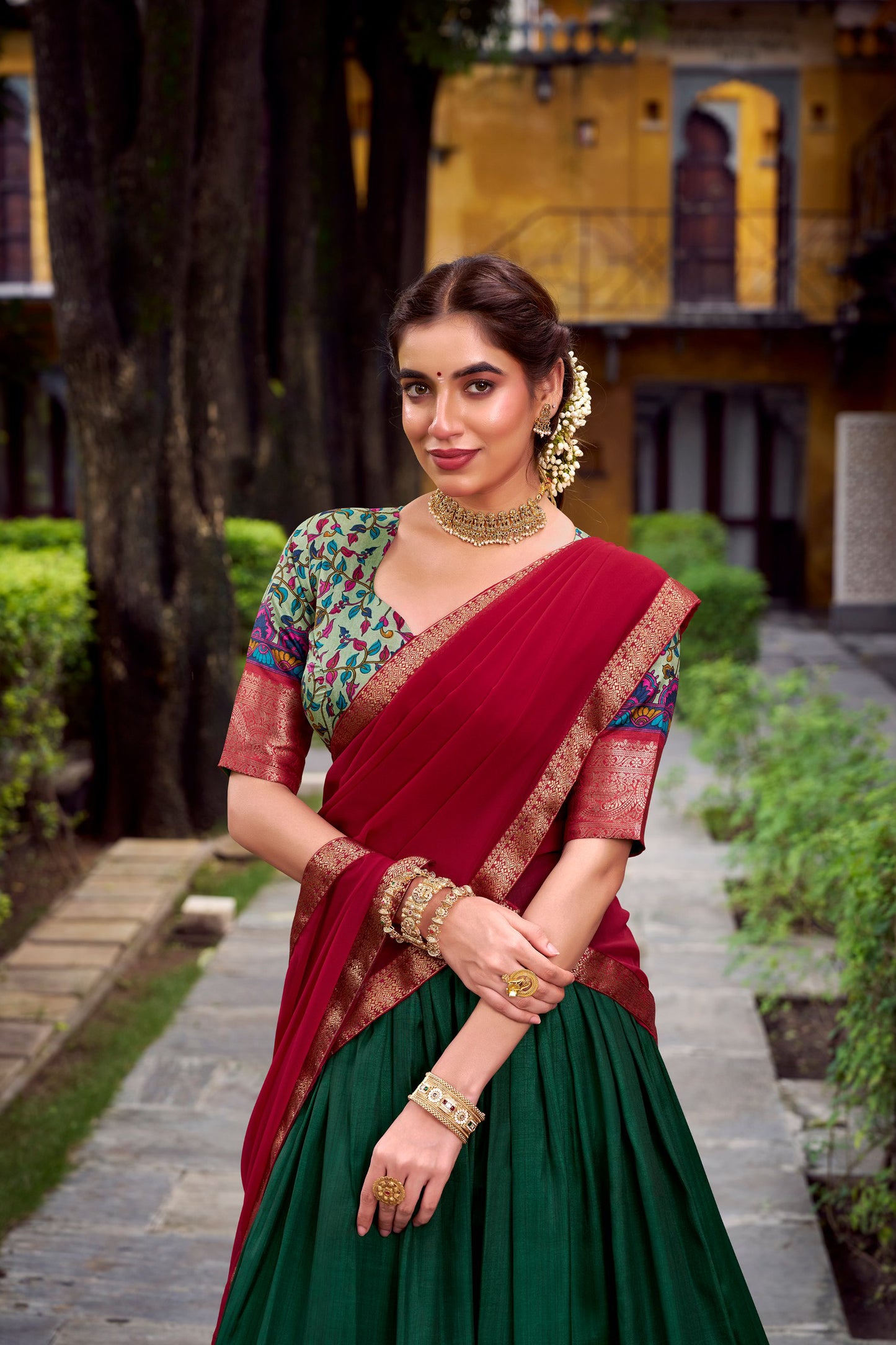 Traditional Silk Lehenga Choli with Zari Weaving Work