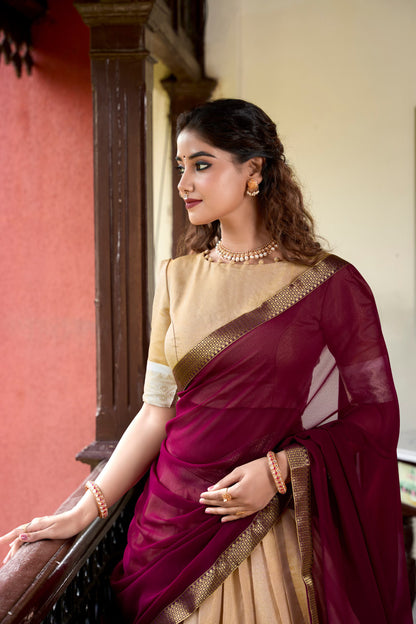 Zari Weaving work Kanchipuram Lehenga Set