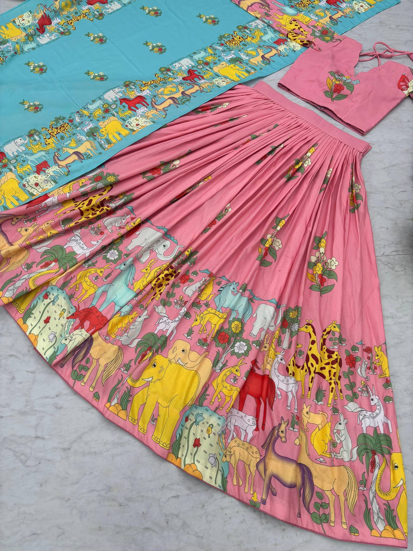 Flamingo Pink Kalamkari Lehenga Choli