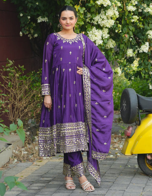 Embroidered Gown With Sequence Embroidered Work