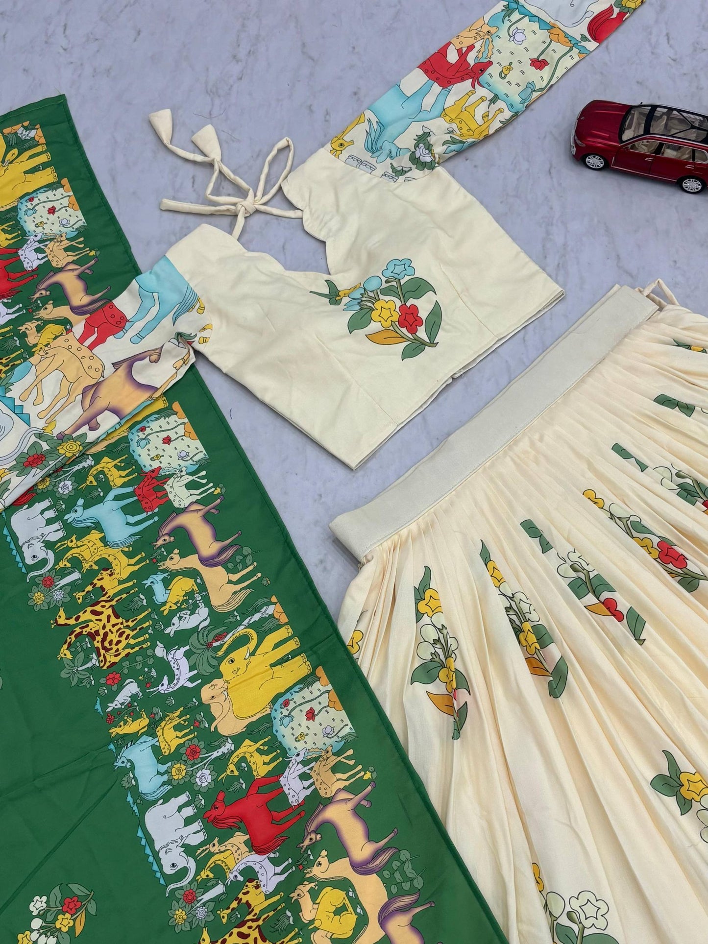 Elephant Print Cotton Lehenga Choli