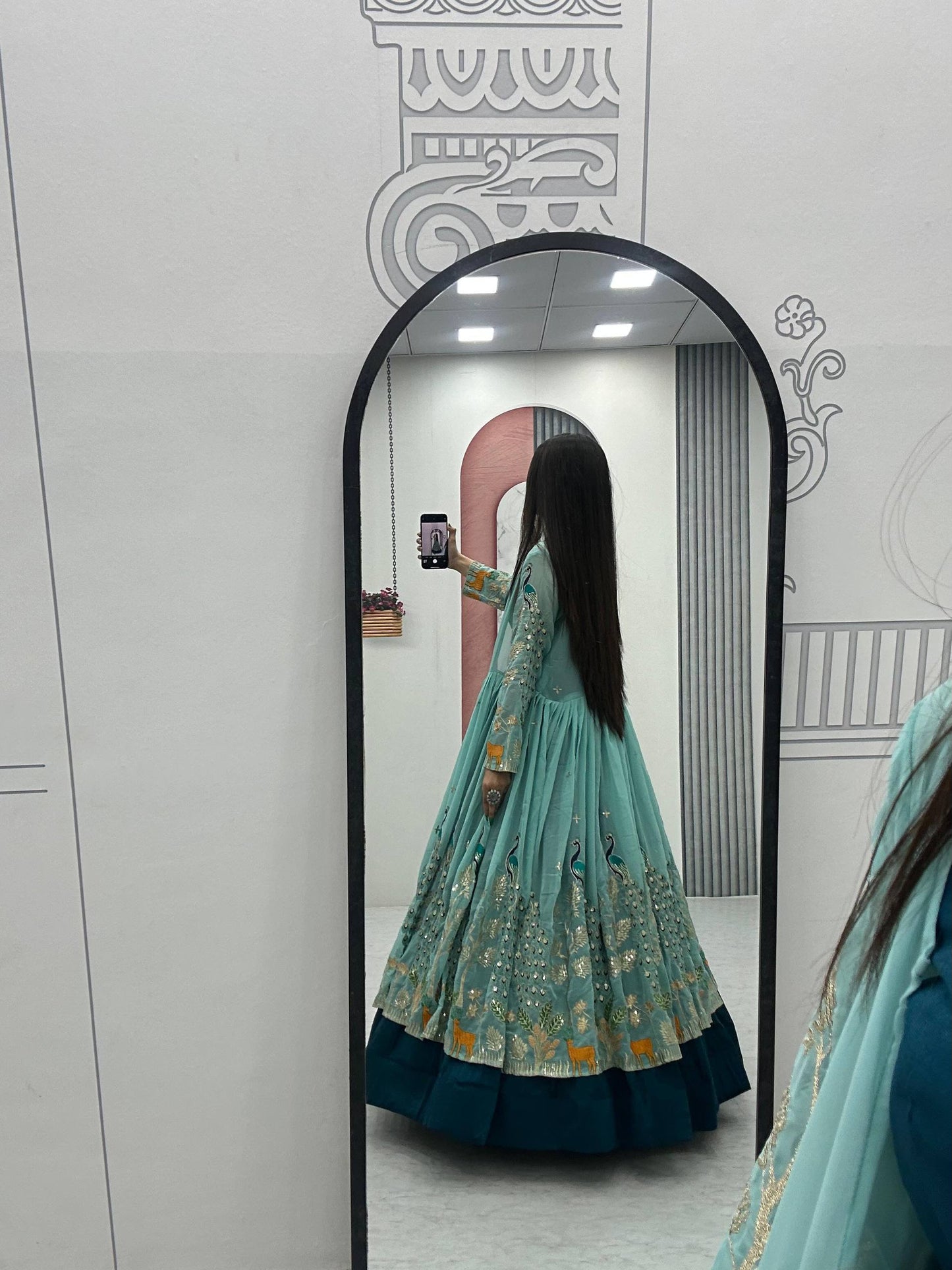 Silk Lehenga with a Crop Top and Shrug