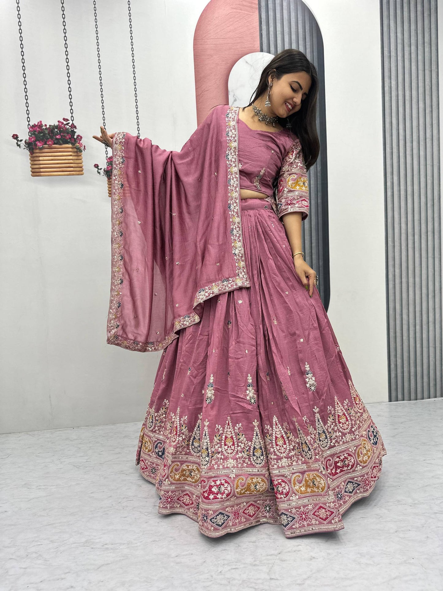 Blush Pink Silk Lehenga Choli