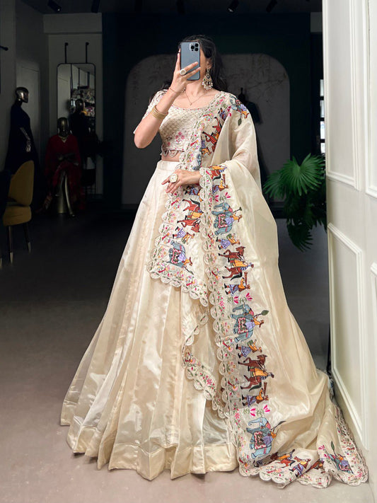 Raspberry Thread Embroidery Work Lehenga Choli Set