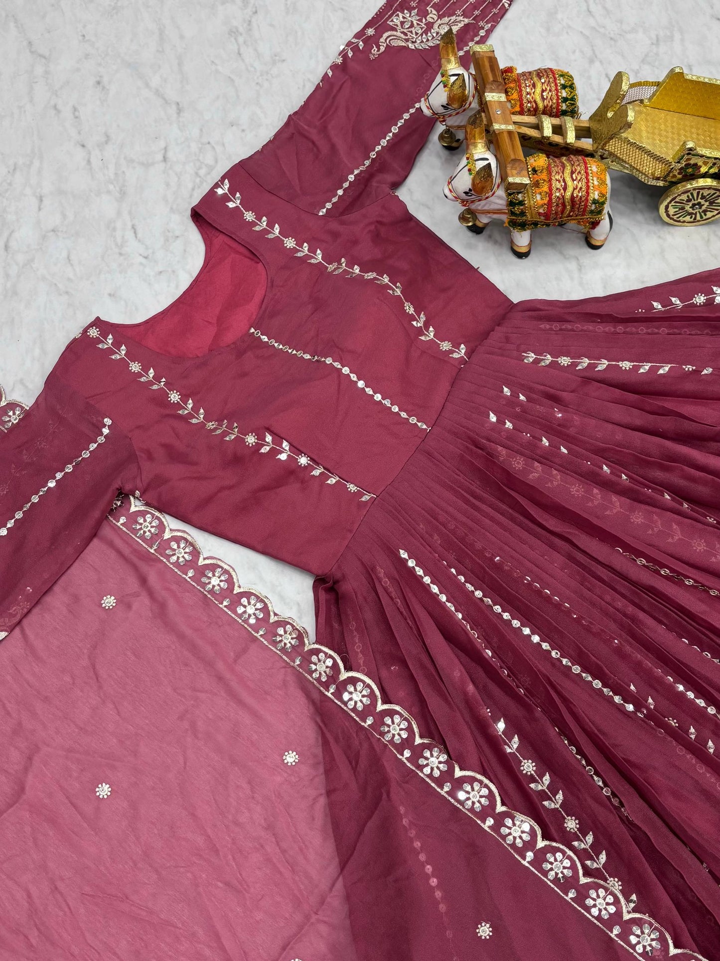 Beautiful Pink Fully Embroidered Anarkali Set